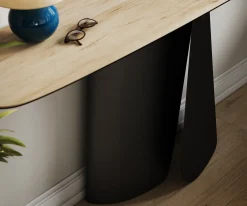 KonsolentischEdge Boot 180x40 cm Keramik Laminam® Sabbia Eichefarbig Livos Metall Schwarz Sofort versandfertig