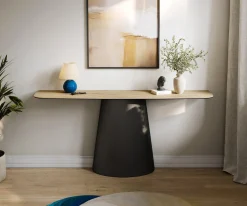 KonsolentischEdge Boot 180x40 cm Keramik Laminam® Sabbia Eichefarbig Conos Metall Schwarz Sofort versandfertig