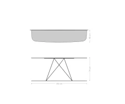 KonsolentischEdge Boot 180x40 cm Keramik Laminam® Travertino Bianco Creme-Weiß Velio Metall Schwarz Sofort versandfertig