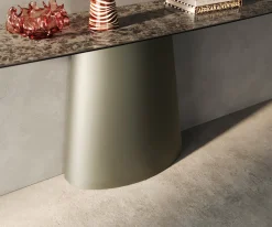 KonsolentischEdge Boot 180x40 cm Keramik Emperador Extra Lucidato Dunkelbraun Conos Metall Effektfinish Titan Sofort versandfertig