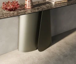 KonsolentischEdge Boot 180x40 cm Keramik Emperador Extra Lucidato Dunkelbraun Livos Metall Effektfinish Titan Sofort versandfertig