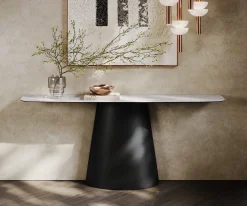 KonsolentischEdge Boot 180x40 cm Keramik Laminam® Statuarietto Weiß Conos Metall Schwarz Versandfertig ca. 06.01.27