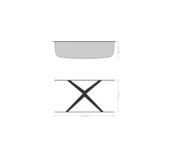 KonsolentischEdge Boot 140x40 cm Keramik Laminam® Statuarietto Weiß Estelo Metall Schwarz Versandfertig ca. 06.01.27