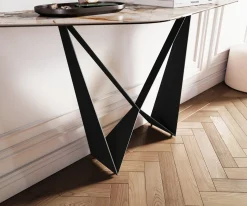 KonsolentischEdge Polygonal 140x50 cm Keramik Patagonia Poliert Spios Metall Schwarz Sofort versandfertig