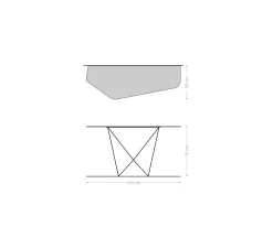 KonsolentischEdge Polygonal 140x50 cm Keramik Patagonia Poliert Spios Metall Schwarz Sofort versandfertig