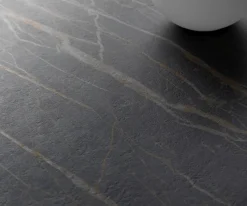 KonsolentischEdge Polygonal 180x50 cm Keramik Laminam® Noir Desir Braun Livos Metall Effektfinish Titan Sofort versandfertig