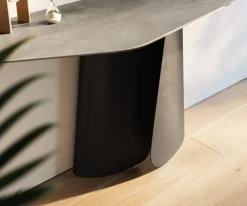 KonsolentischEdge Polygonal 180x50 cm Keramik Beton Grau Livos Metall Schwarz Sofort versandfertig