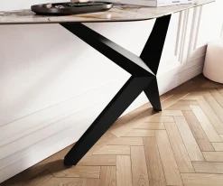 KonsolentischEdge Polygonal 140x50 cm Keramik Patagonia Poliert Zentharo Metall Schwarz Sofort versandfertig