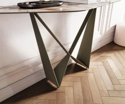 KonsolentischEdge Polygonal 140x50 cm Keramik Patagonia Poliert Spios Metall Effektfinish Titan Sofort versandfertig