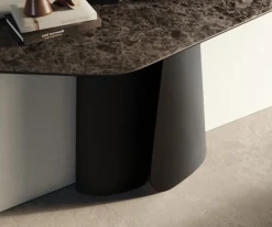 KonsolentischEdge Polygonal 140x50 cm Keramik Emperador Extra Lucidato Dunkelbraun Livos Metall Schwarz Sofort versandfertig