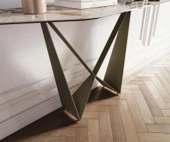 KonsolentischEdge Polygonal 180x50 cm Keramik Patagonia Poliert Spios Metall Effektfinish Titan Sofort versandfertig