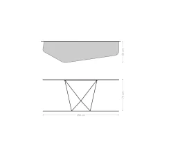 KonsolentischEdge Polygonal 180x50 cm Keramik Minas Melange Weiß-Beige Spios Metall Effektfinish Titan Sofort versandfertig