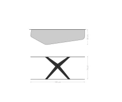 KonsolentischEdge Polygonal 180x50 cm Keramik Minas Melange Weiß-Beige Zentharo Metall Effektfinish Titan Sofort versandfertig