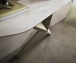 KonsolentischEdge Polygonal 180x50 cm Keramik Onyx Pearl Zentharo Metall Effektfinish Titan Sofort versandfertig