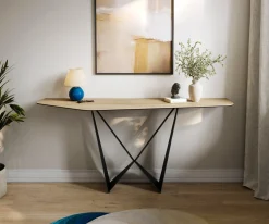KonsolentischEdge Polygonal 180x50 cm Keramik Laminam® Sabbia Eichefarbig Spios Metall Schwarz Sofort versandfertig