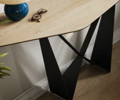 KonsolentischEdge Polygonal 180x50 cm Keramik Laminam® Sabbia Eichefarbig Spios Metall Schwarz Sofort versandfertig