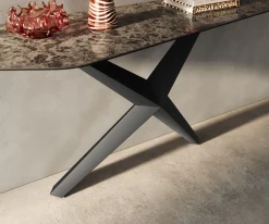 KonsolentischEdge Polygonal 180x50 cm Keramik Emperador Extra Lucidato Dunkelbraun Zentharo Metall Schwarz Sofort versandfertig