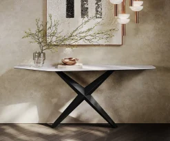 KonsolentischEdge Polygonal 180x50 cm Keramik Laminam® Statuarietto Weiß Zentharo Metall Schwarz Versandfertig ca. 06.01.27