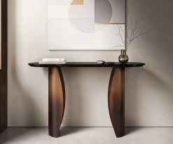 KonsolentischSolena 135x40 cm Marmor Schwarz Silber Metall Gold Ombre Versandfertig ca. 14.09.26