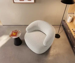 LoungesesselNova 88x88 cm Bouclé Creme-Weiß Sofort versandfertig