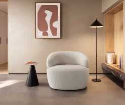 LoungesesselNova 88x88 cm Bouclé Creme-Weiß Sofort versandfertig