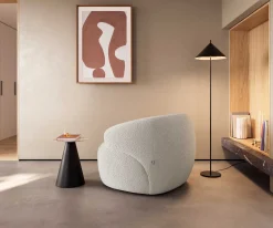 LoungesesselNova 88x88 cm Bouclé Creme-Weiß Sofort versandfertig
