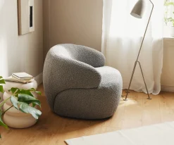 LoungesesselNova 88x88 cm Bouclé Silbergrau Sofort versandfertig