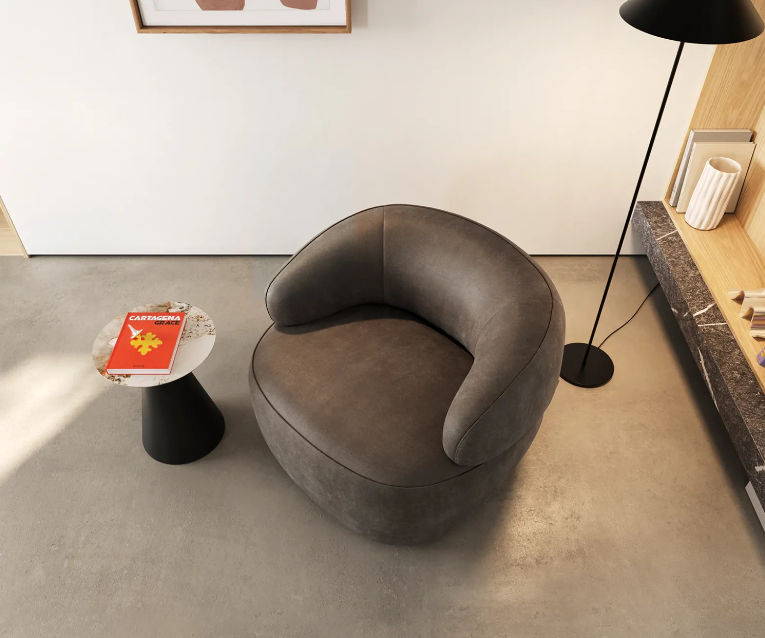 LoungesesselNova 88x88 cm Mikrofaser Taupe Vintage Sofort versandfertig