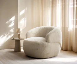 LoungesesselNova 88x88 cm Plüsch Creme-Weiß Sofort versandfertig