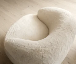 LoungesesselNova 88x88 cm Plüsch Creme-Weiß Sofort versandfertig