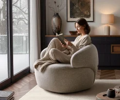 LoungesesselNova 88x88 cm Webstoff Soft Beige Versandfertig ca. 03.09.26