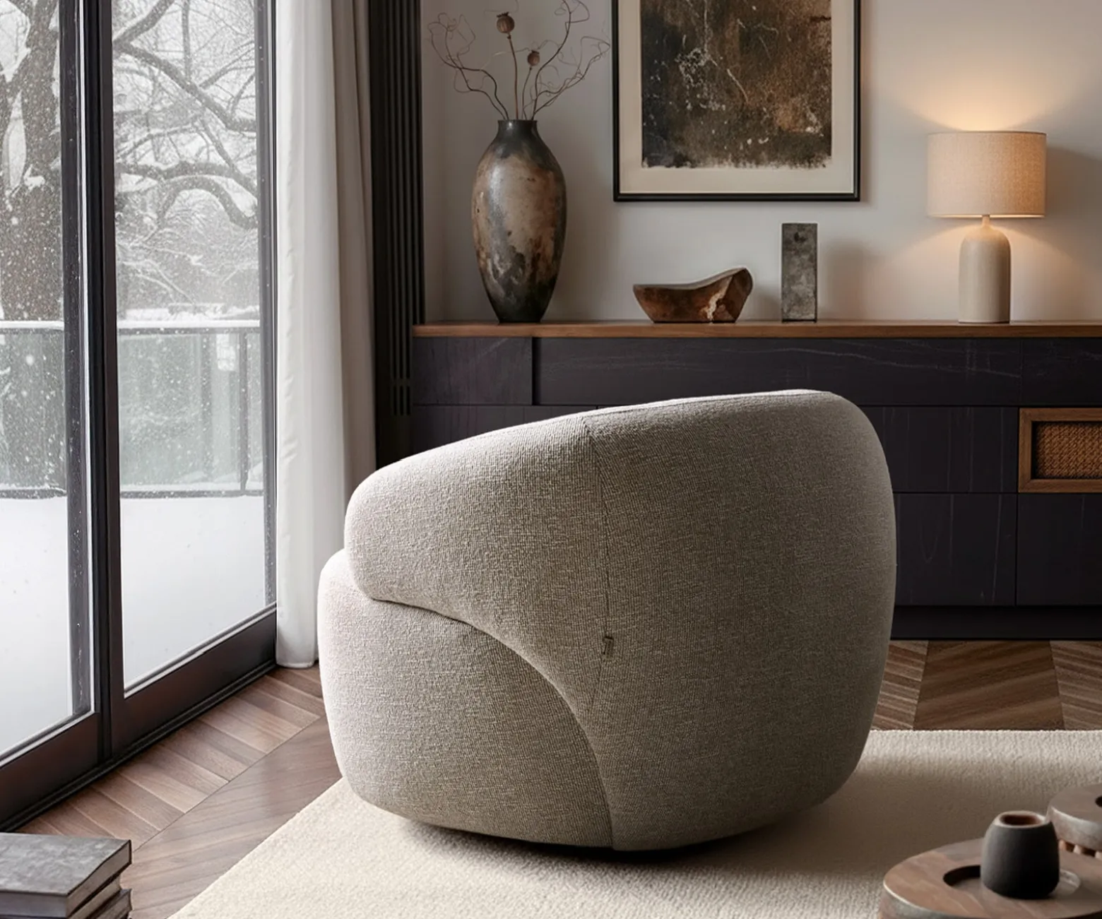 LoungesesselNova 88x88 cm Webstoff Soft Beige Versandfertig ca. 03.09.26