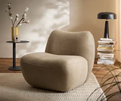 LoungesesselZena 75x85 cm Mikrofaser Beige Vintage Sofort versandfertig
