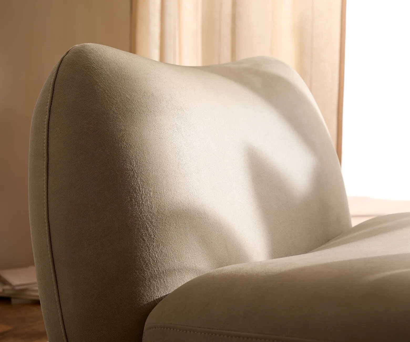 LoungesesselZena 75x85 cm Mikrofaser Beige Vintage Sofort versandfertig