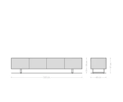 LowboardAshara 220 cm Eiche Natur 3D Effekt 4 Türen Kufe Edelstahl gebürstet Versandfertig ca. 28.10.26