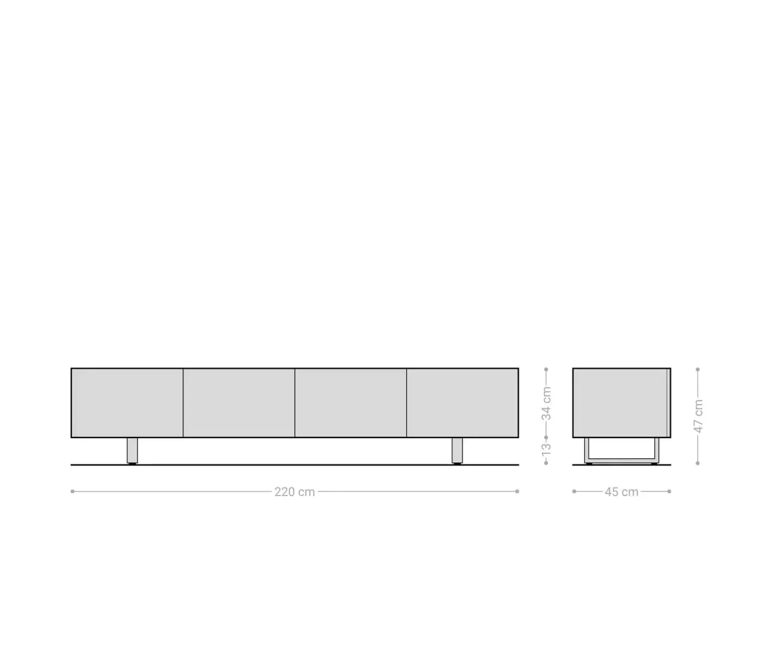 LowboardAshara 220 cm Eiche Natur 3D Effekt 4 Türen Kufe Edelstahl gebürstet Versandfertig ca. 28.10.26