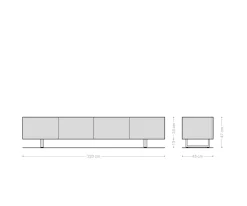 LowboardAshara 220 cm Eiche Natur 3D Effekt 4 Türen Kufe Metall Schwarz Versandfertig ca. 28.10.26