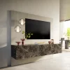 LowboardCuor 180 cm Keramik Emperador Extra Lucidato Dunkelbraun 1 Klappe 2 Schubfächer Schwebend Sofort versandfertig