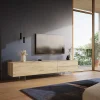 LowboardCuor 220 cm Keramik Laminam® Sabbia Eichefarbig 1 Klappe 2 Schubfächer Fuß Schwebeoptik Acrylglas Sofort versandfertig