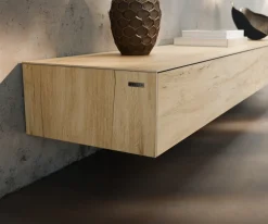 LowboardCuor 250 cm Keramik Laminam® Sabbia Eichefarbig 1 Klappe 1 Schubfach Schwebend Sofort versandfertig