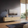 LowboardCuor 180 cm Keramik Laminam® Sabbia Eichefarbig 1 Klappe 2 Schubfächer Fuß Schwebeoptik Acrylglas Sofort versandfertig