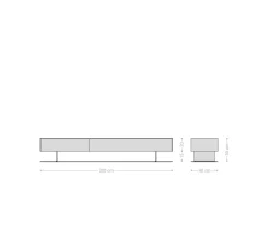 LowboardCuor 200 cm Keramik Laminam® Sabbia Eichefarbig 1 Klappe 1 Schubfach Fuß Schwebeoptik Metall Schwarz Sofort versandfertig