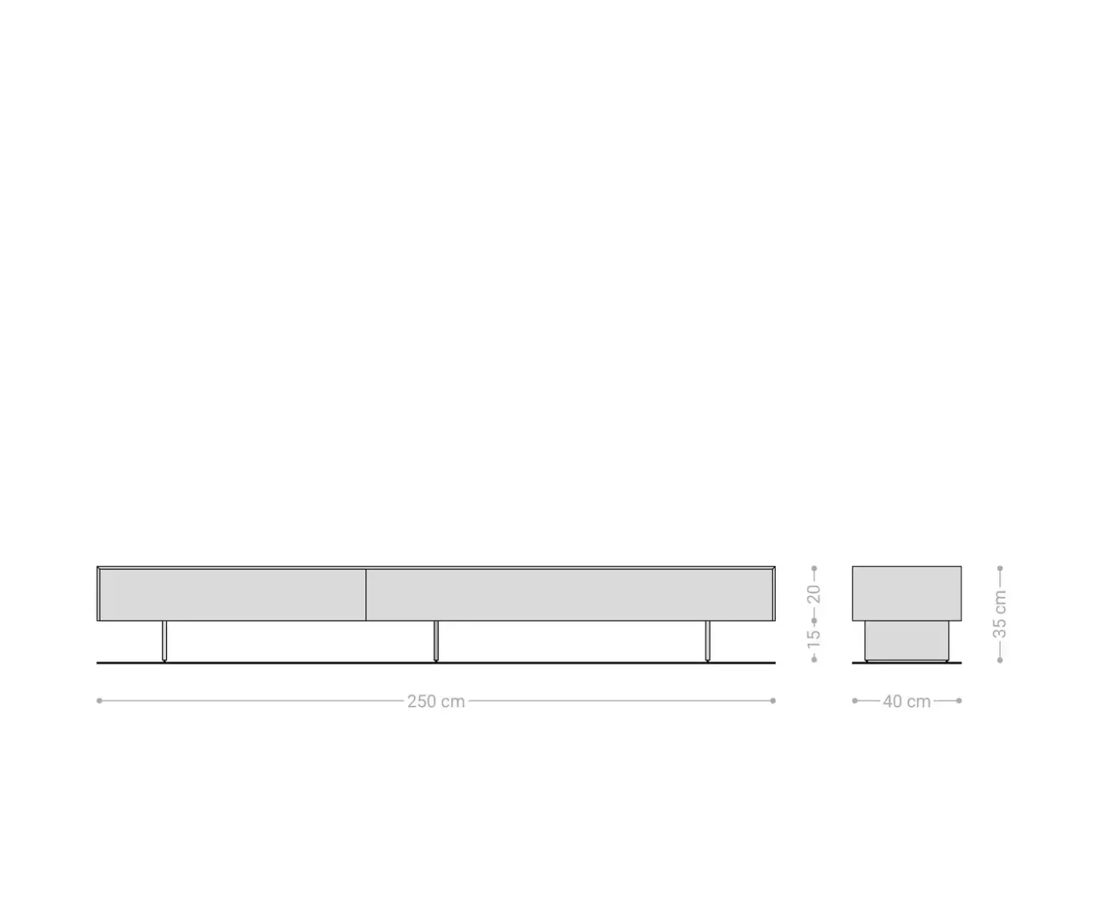 LowboardCuor 250 cm Keramik Laminam® Travertino Bianco Creme-Weiß 1 Klappe 1 Schubfach Schwebend Versandfertig ca. 09.10.26