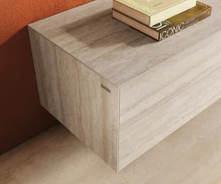 LowboardCuor 180 cm Keramik Laminam® Travertino Bianco Creme-Weiß 1 Klappe 2 Schubfächer Schwebend Sofort versandfertig