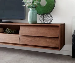 LowboardEloi 240x35 cm Akazie Braun 2 Türen 2 Schubladen schwebend Sofort versandfertig
