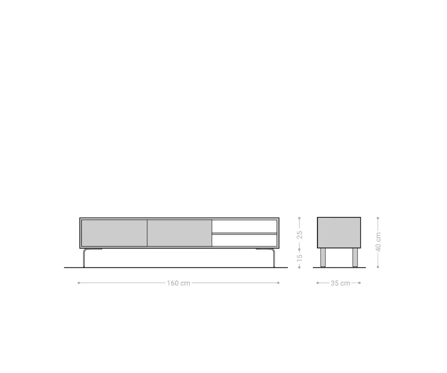 LowboardFevo 160 cm Akazie Braun 2 Türen L-Fuß Sofort versandfertig