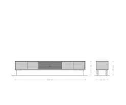 LowboardFevo 200 cm Akazie Braun 2 Türen L-Fuß Sofort versandfertig