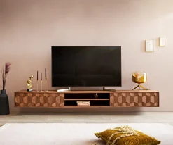 LowboardFevo 240 cm Akazie Braun 4 Türen schwebend Sofort versandfertig