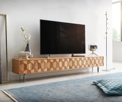 LowboardFevo 220 cm Akazie Natur 4 Türen L-Fuß Sofort versandfertig