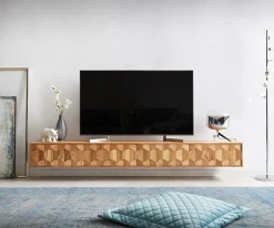 LowboardFevo 220 cm Akazie Natur 4 Türen schwebend Sofort versandfertig